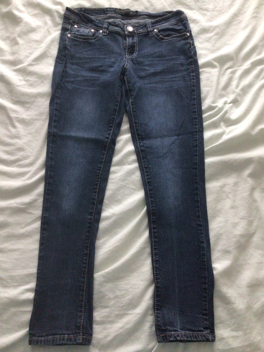 Rue21 Twentyone Black Skinny Jeans Size 9/10R Bling Rhinestone Y2K Western